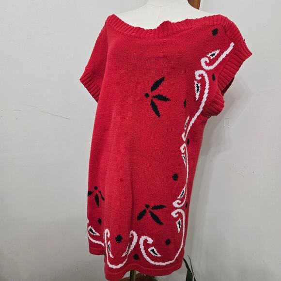 Breckenridge Womens Vintage 90s Western Cottage Bandana Knit Tunic Sweater M - Picture 5 of 12